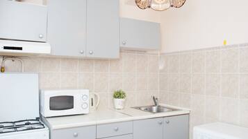 Apartment | Eigene Kochnische | Kühlschrank, Mikrowelle, Herdplatte, Wasserkocher