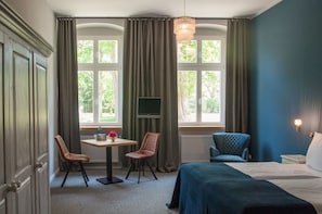 Comfort-dobbeltværelse | 1 soveværelse, allergivenligt sengetøj, mørklægningsgardiner