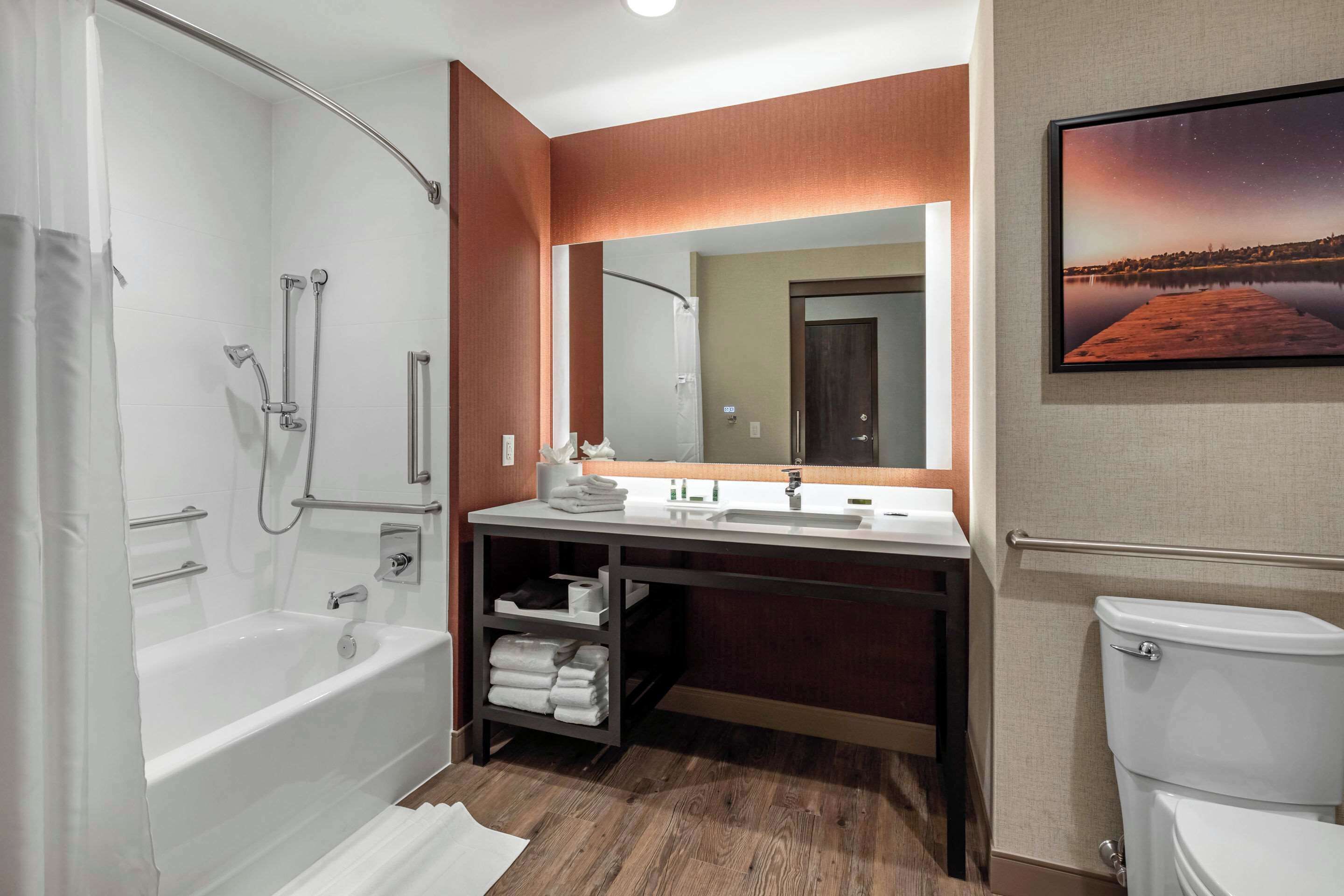 free toiletries, hair dryer, towels