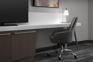 In-room safe, desk, laptop workspace, blackout drapes