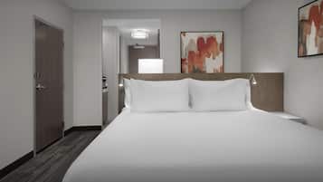 In-room safe, desk, laptop workspace, blackout curtains