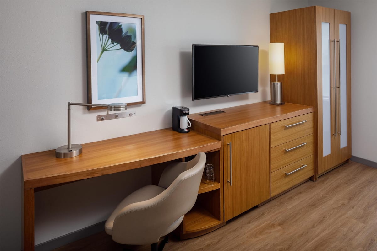 Desk, blackout drapes, iron/ironing board, WiFi (free)