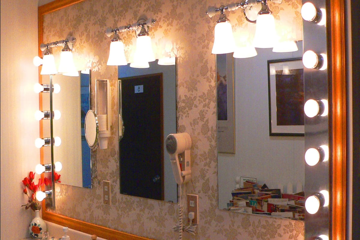 Shower, slippers, towels