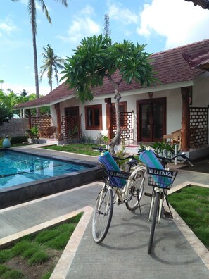Outdoor pool, sun loungers