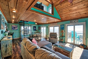 Smart TV, fireplace, DVD player, books
