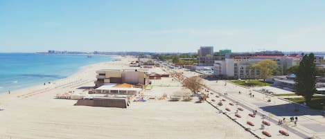 Utsikt mot strand/hav