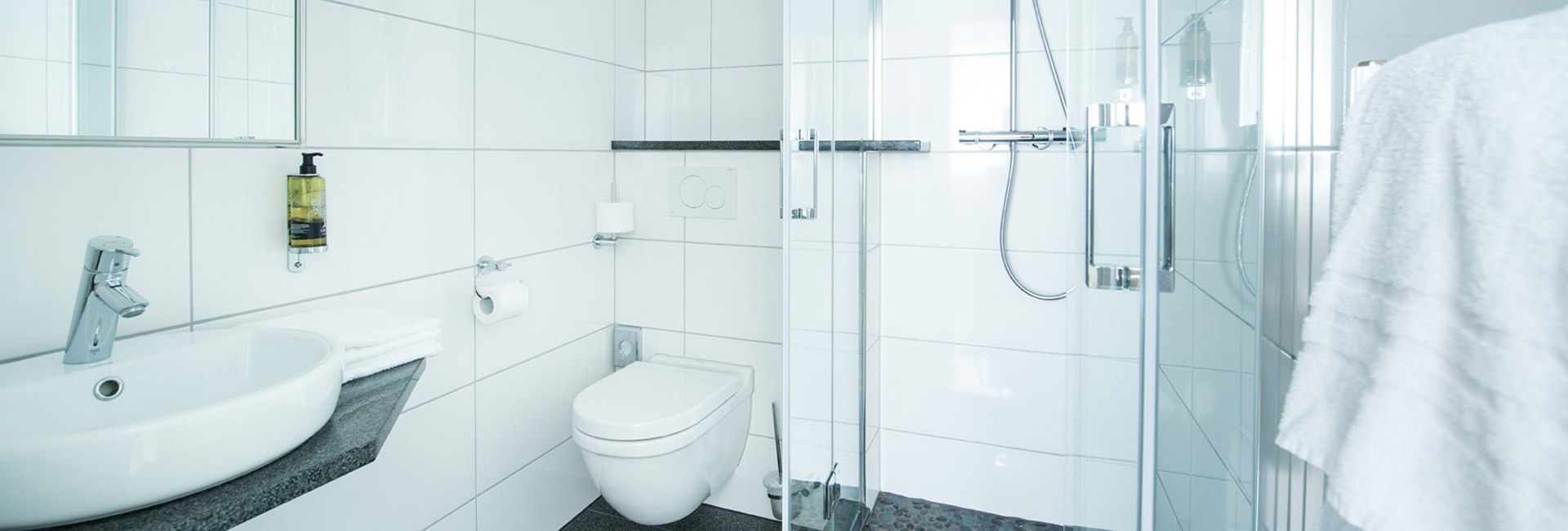 deep-soaking bathtub, hair dryer, towels