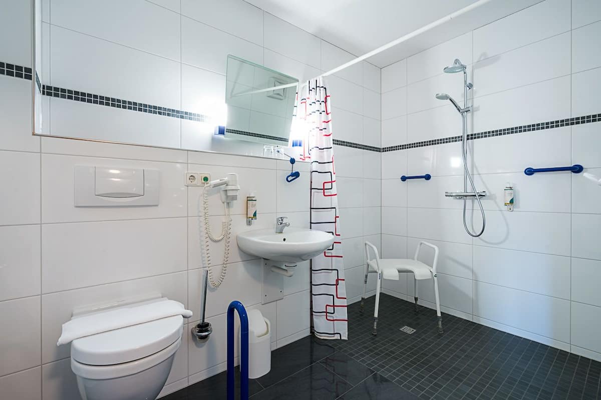 free toiletries, hair dryer, towels