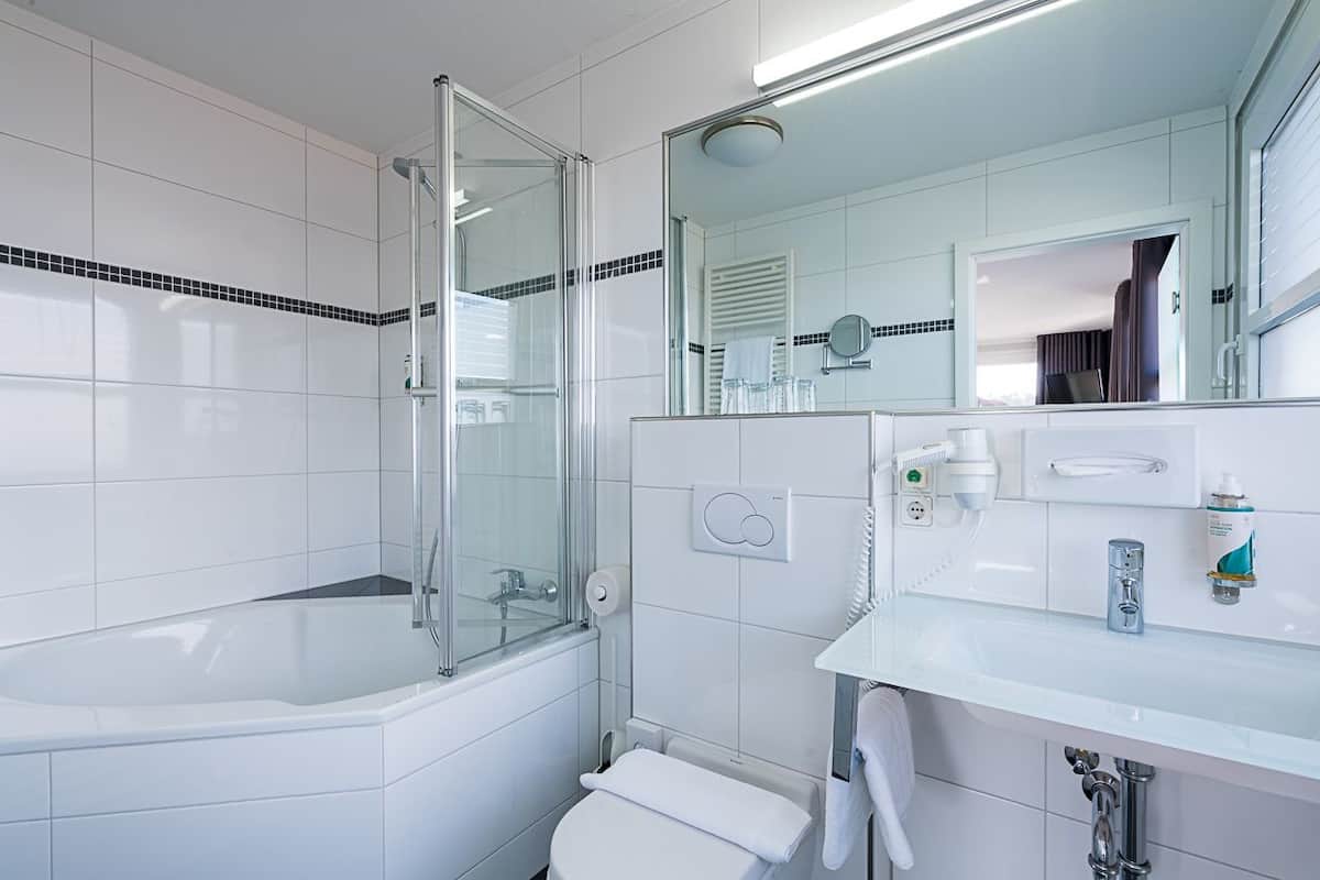 economy double room | bathroom | free toiletries, hair dryer, towels