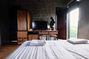 Desk, blackout curtains, soundproofing, iron/ironing board