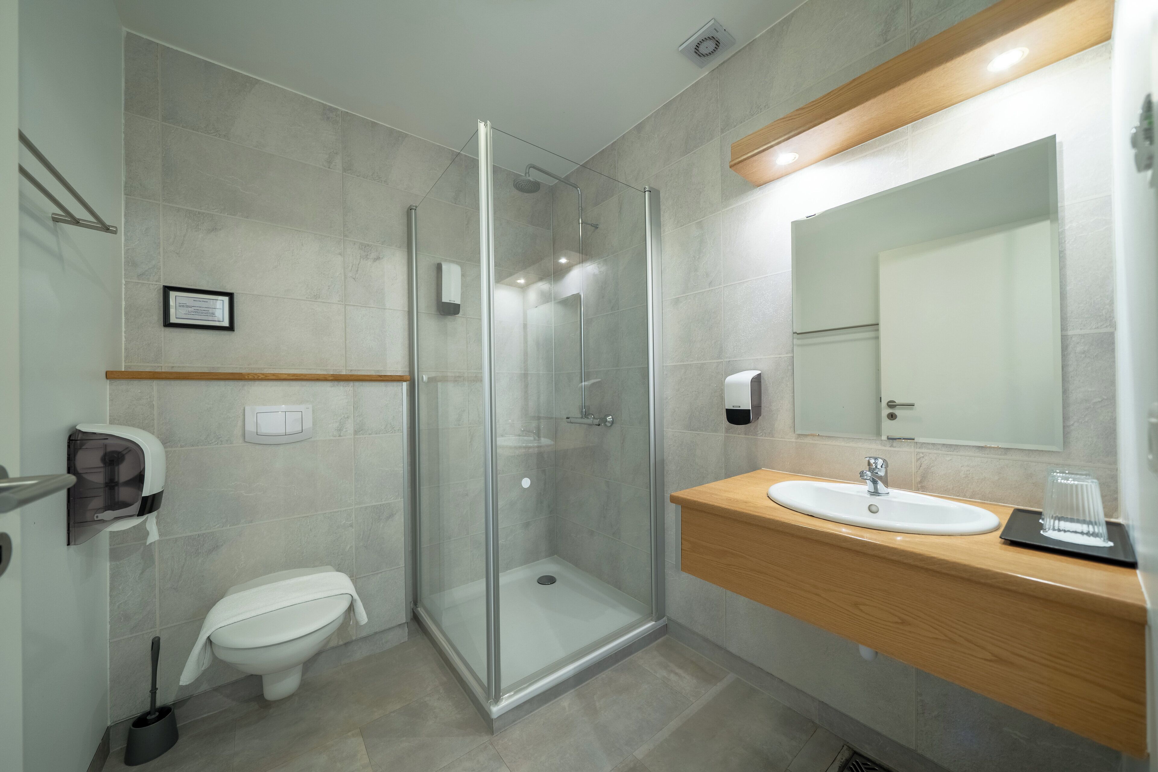 standard double room | bathroom | shower, free toiletries, hair dryer, towels