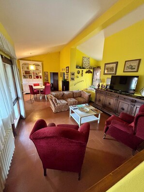 Fernseher, Kamin, Bücher