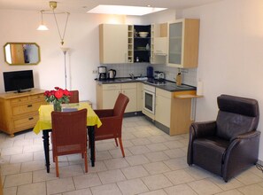 Fridge, oven, high chair