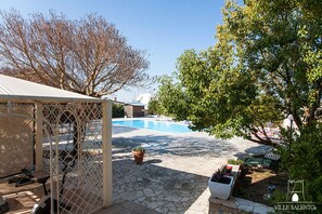 Außenpool, Sonnenschirme, Liegestühle