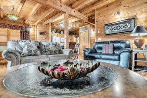 Flat-screen TV, fireplace