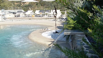 Seasonal outdoor pool, open 9:00 AM to 7:30 PM, pool umbrellas