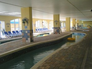 Indoor pool, a heated pool - Gorgeous Remodeled 3BR, 2BA Camelot Oceanfront. In the heart of Myrtle Beach! (Myrtle Beach)