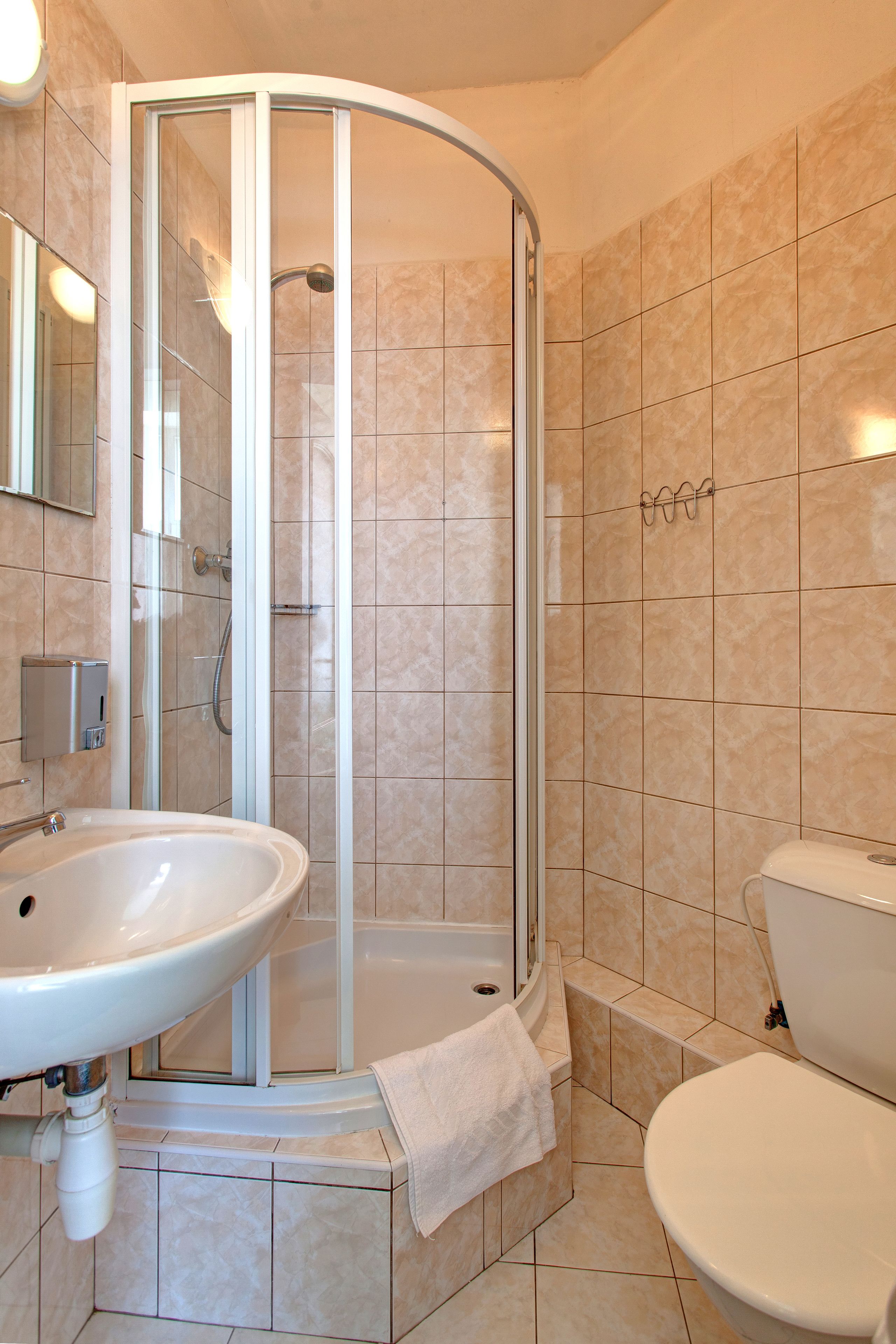 free toiletries, hair dryer, towels