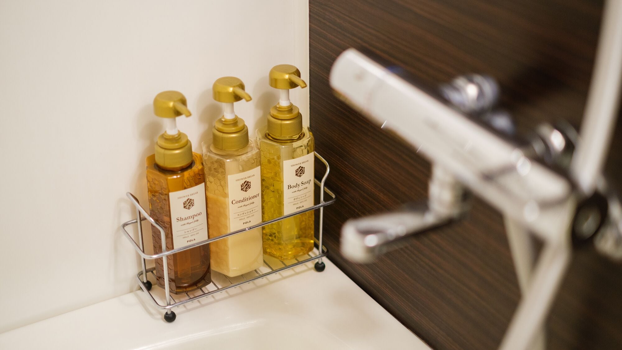 combined shower/bathtub, free toiletries, hair dryer, slippers