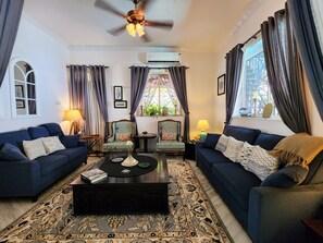 Luxury Villa, 5 Bedrooms, Garden Area | Living area | Flat-screen TV, iPod dock, books, MP3 dock - 5 Bedroom Heritage Goan Villa (Vagator)