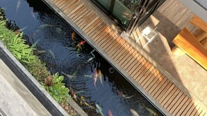 A modern building with a koi pond in front. - Phetcharat Grand Hotel Maesot (Mae Sot)