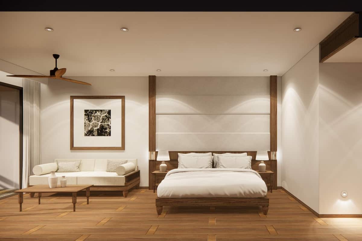 Deluxe tweepersoonskamer | Een minibar, een kluis op de kamer, een bureau, verduisterende gordijnen