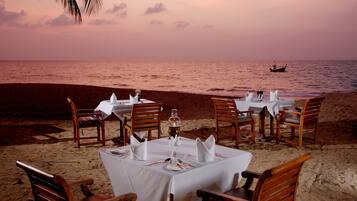 Breakfast, lunch, dinner served; international cuisine, beach views
