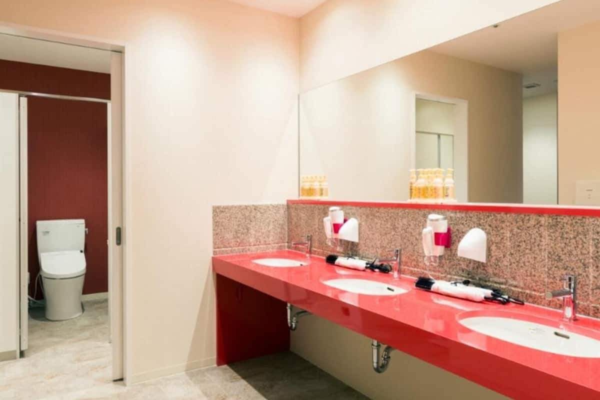 capsule, women only | bathroom | free toiletries, hair dryer, electronic bidet, towels