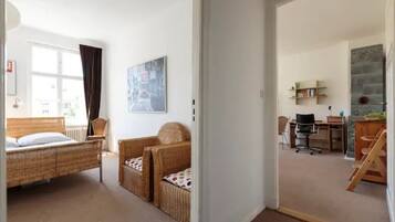 TV, DVD player, books, music library