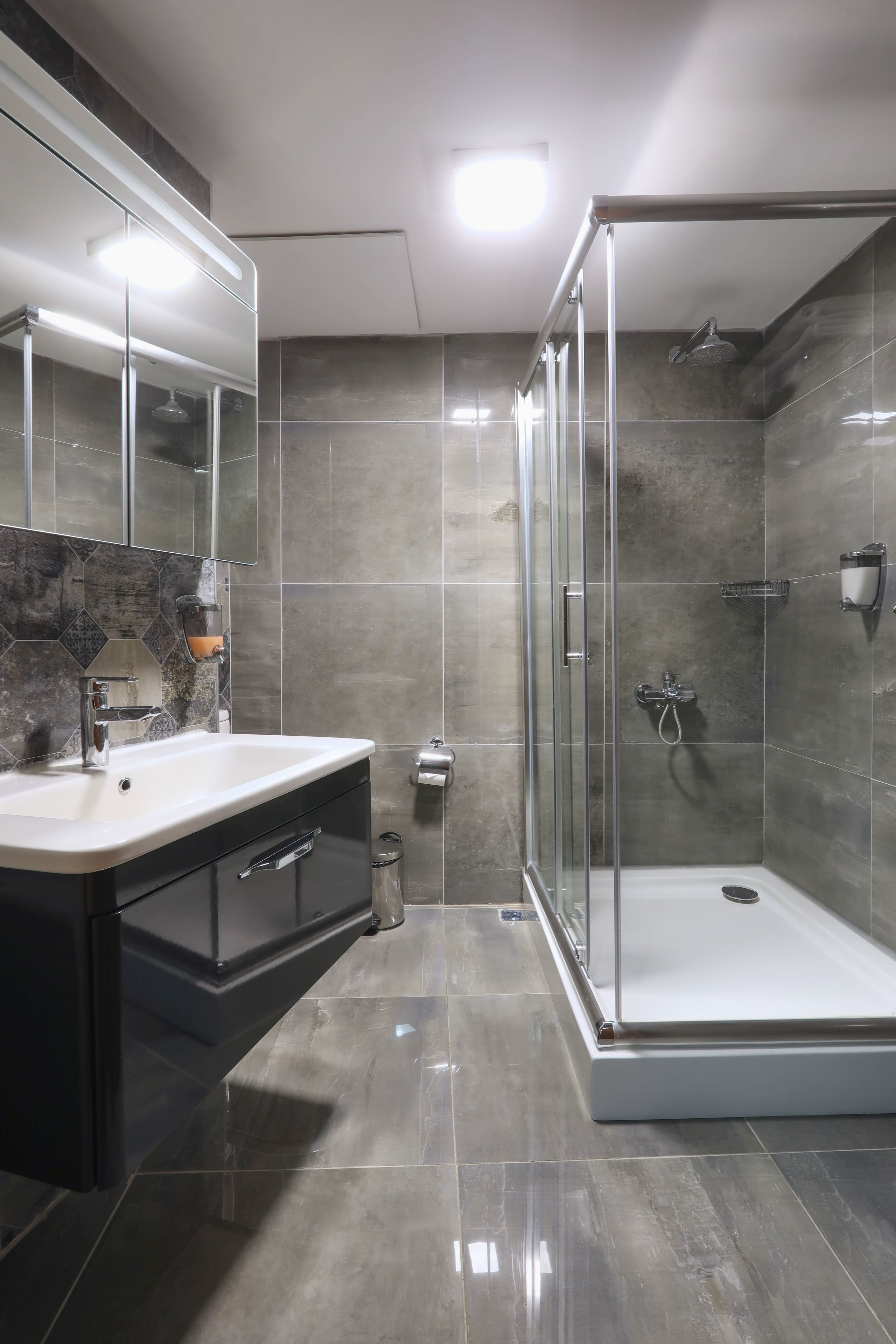 basic suite | bathroom | shower, free toiletries, hair dryer, slippers