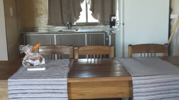 Superior Cottage, 1 Bedroom | Private kitchen | Fridge, microwave
