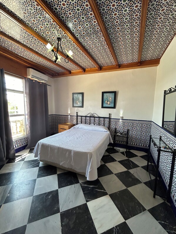 1 bedroom, desk, blackout curtains, iron/ironing board