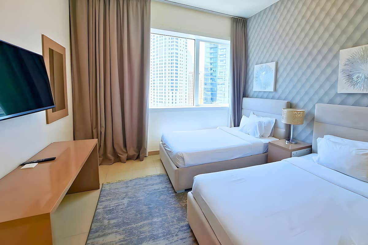 Leilighet – premium, 2 soverom (Marina) | Sengetøy i egyptisk bomull, sengetøy av topp kvalitet og dundyner