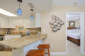 Fridge, microwave, oven, dishwasher