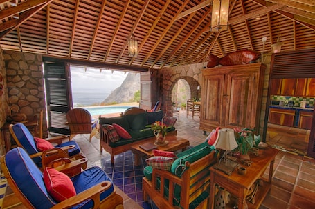 Terrace/patio. Villa Piton Caribbean Castle | Enhanced cleaning measures. CERTIFIED TO HOST!!!