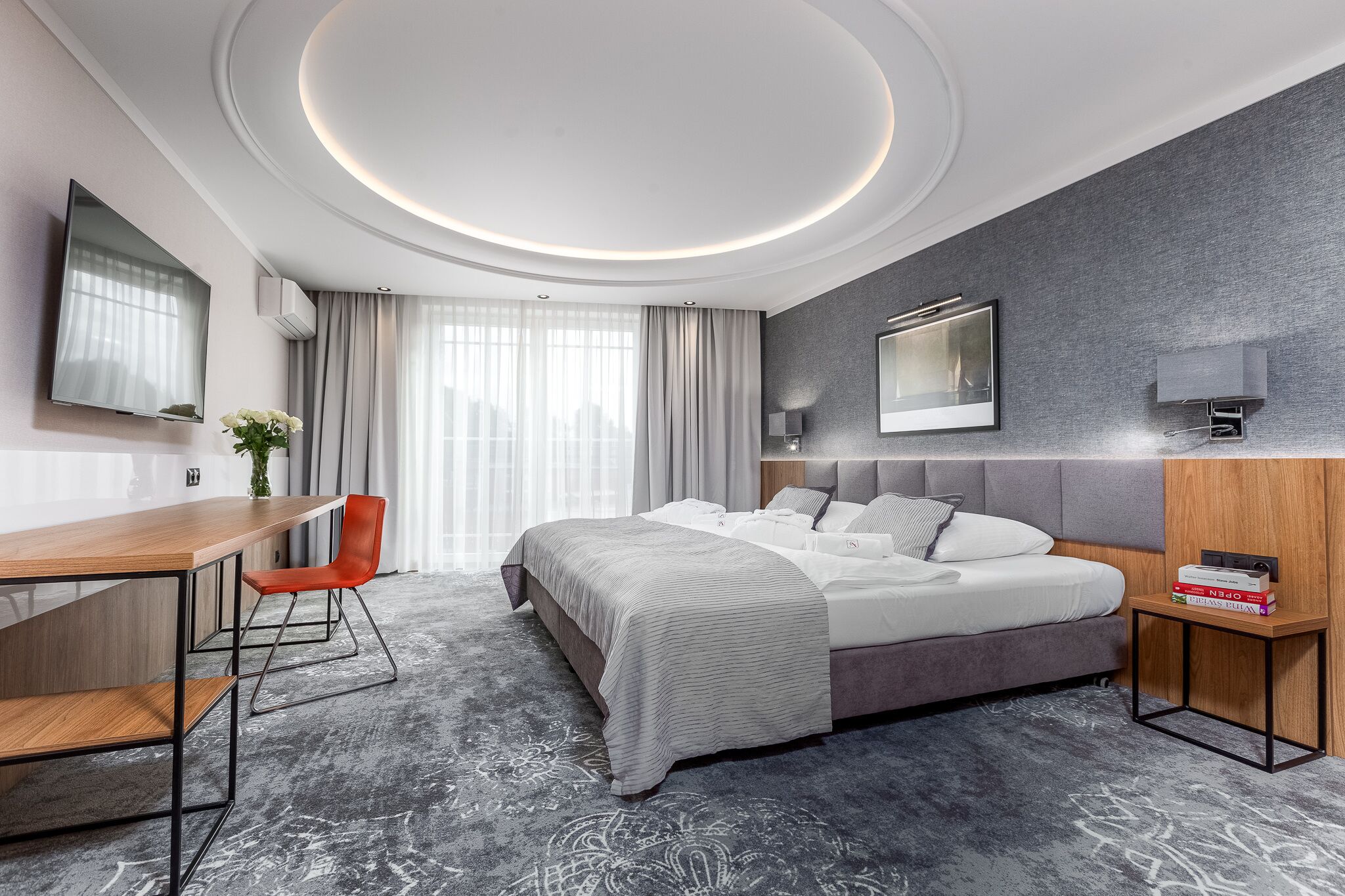 in-room safe, desk, laptop workspace, iron/ironing board