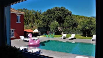 Outdoor pool, open 8:00 AM to 8:00 PM, sun loungers