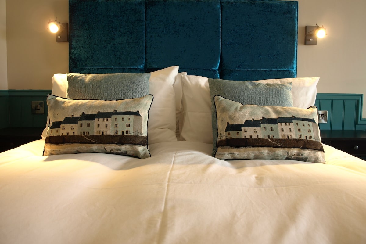 Luxe studio, 1 kingsize bed, uitzicht op zee (Blue) | Luxe beddengoed, individueel gedecoreerd, individueel gemeubileerd