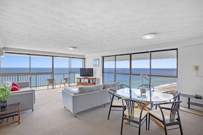 2 Bedroom Ocean View Budget Apartment | Living area | Flat-screen TV, DVD player - De Ville Apartments (Main Beach)