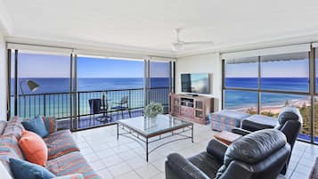 2 Bedroom Ocean View Apartment | Living area | Flat-screen TV, DVD player