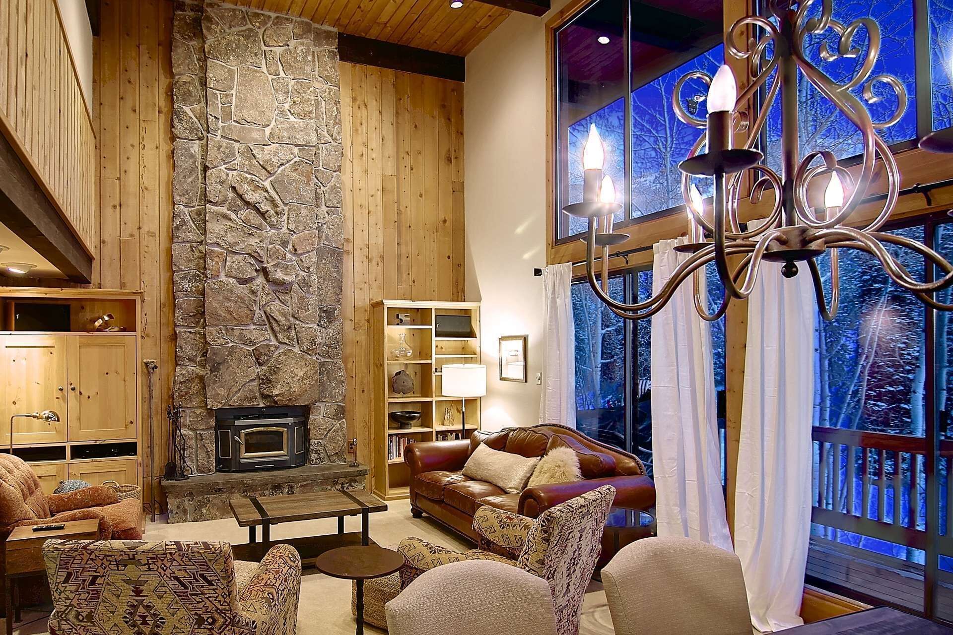 Smart TV, fireplace, DVD player, books