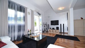 Deluxe Duplex, 2 Bedrooms, Sea View | Living area | Flat-screen TV - J&P Apartments Kotor (Kotor)