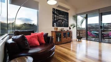Smart TV, fireplace, Netflix, books