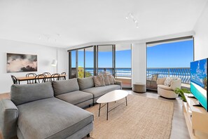 2 Bedroom Beach Front, Ocean View Apartment | Living area - Albatross North Apartments (Mermaid Beach)