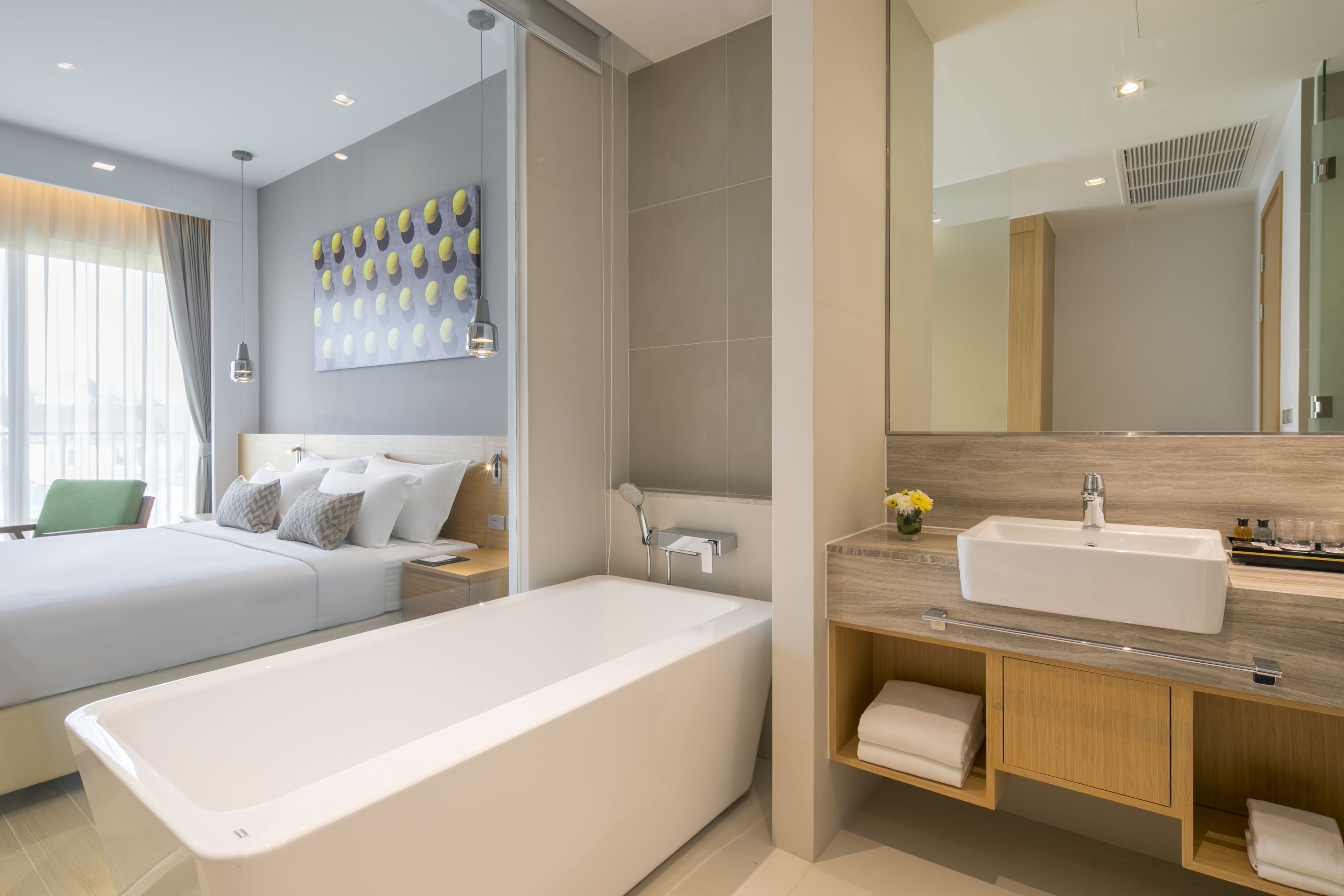 free toiletries, hair dryer, bathrobes, slippers