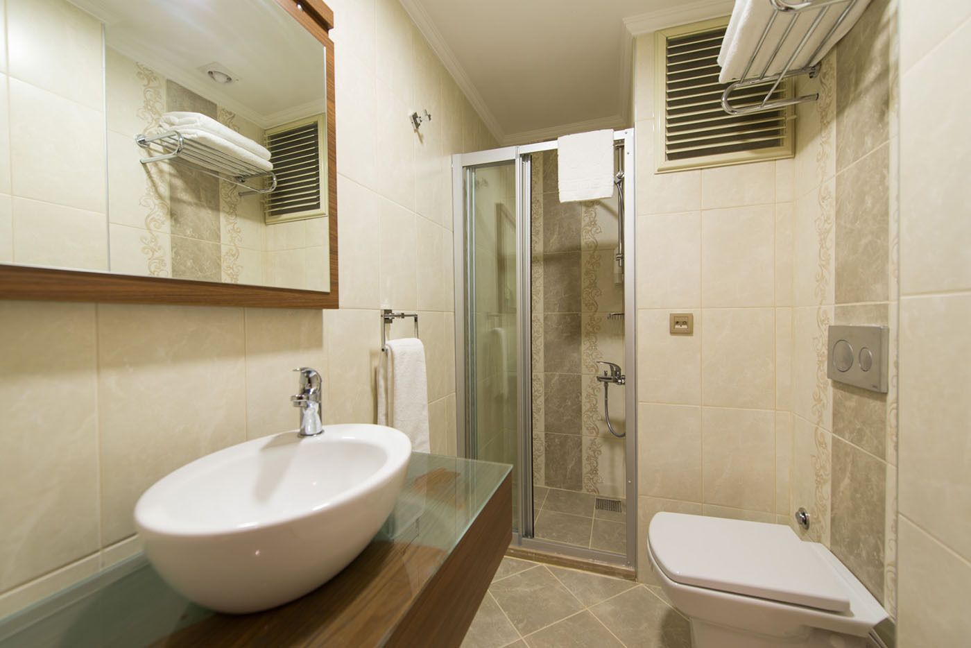 free toiletries, hair dryer, slippers, towels