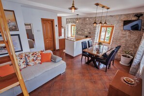 Luxury Duplex, 1 Queen Bed with Sofa bed, Kitchen, Sea View | Living area | Flat-screen TV - Apartments Villa Serventi (Tivat)