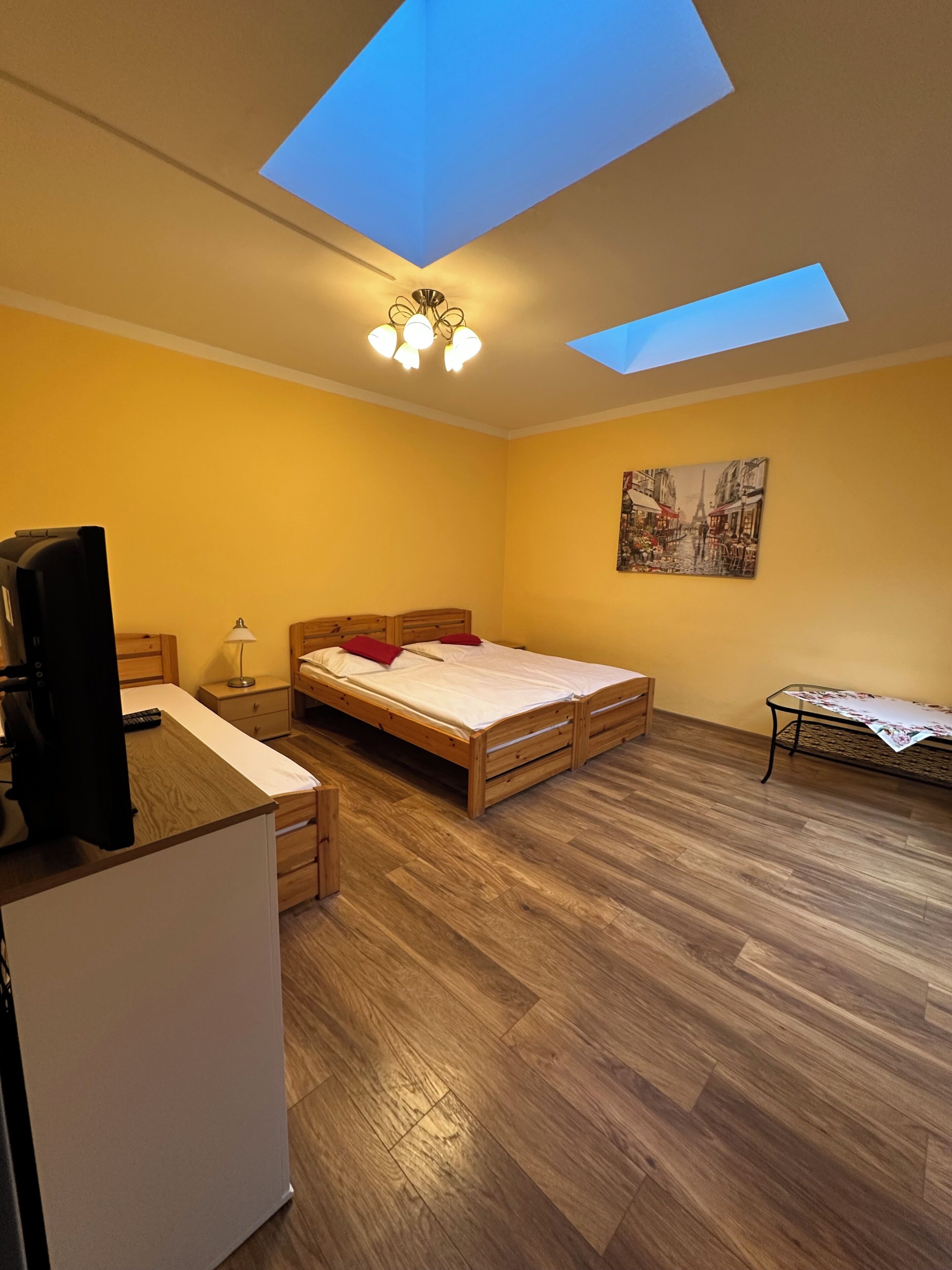 Minibar, tabla de planchar con plancha, wifi gratis y ropa de cama 