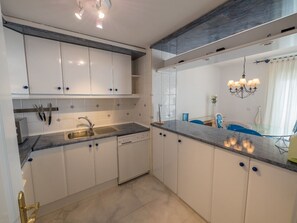 Fridge, microwave, dishwasher, coffee/tea maker