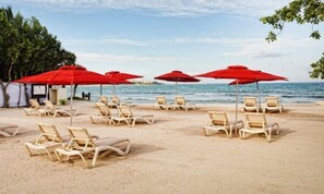On the beach, scuba diving
